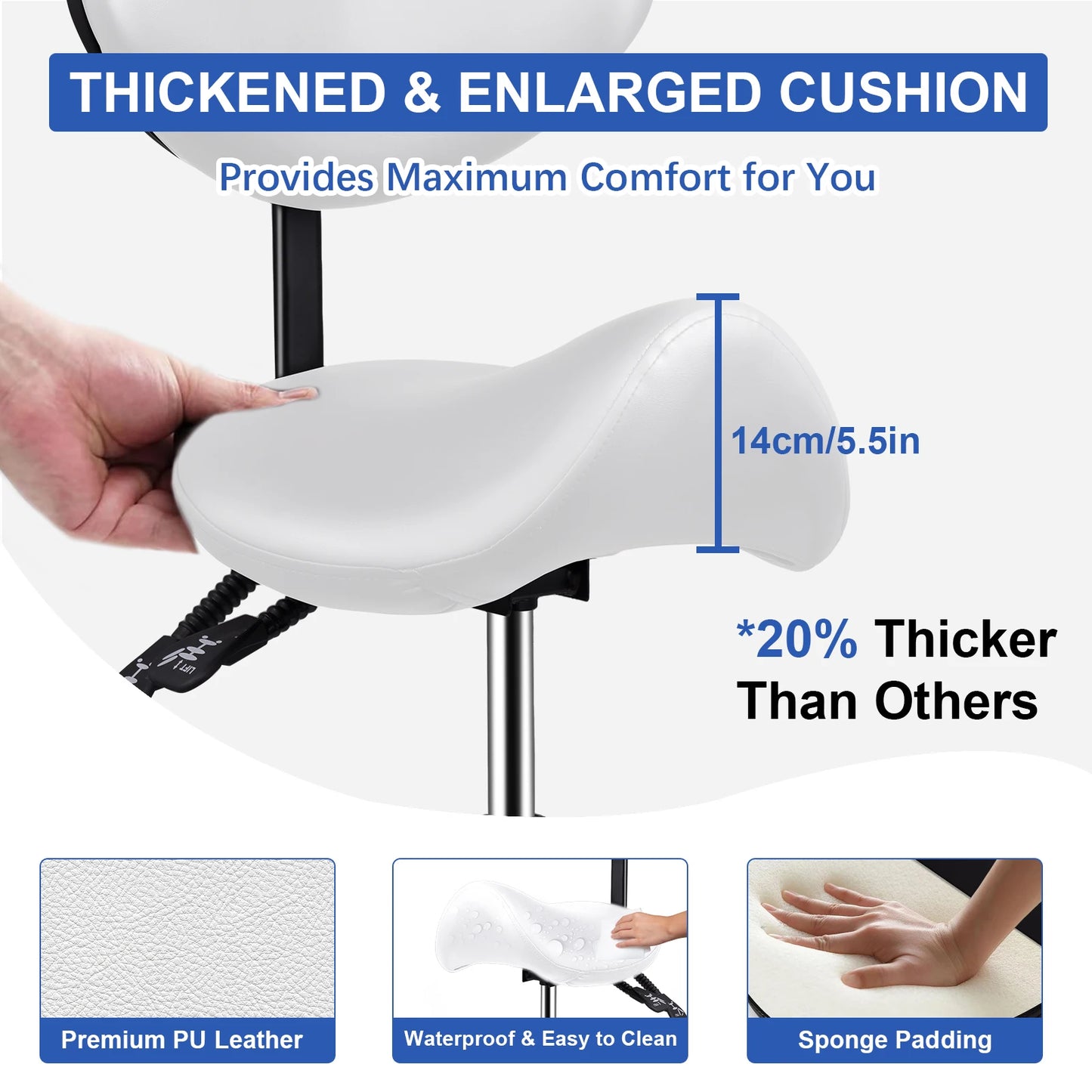 Rolling Saddle Chair with Back Support
