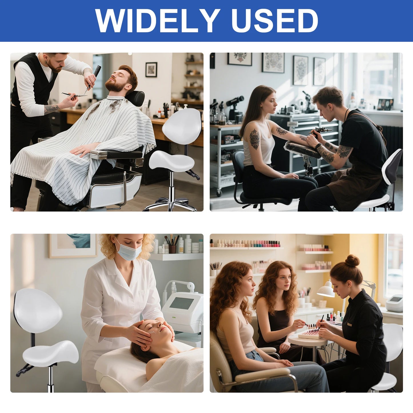 Rolling Saddle Chair with Back Support