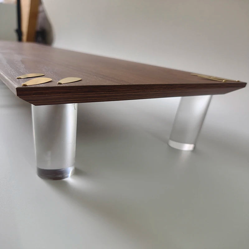 Modern Walnut Monitor Stand with Acrylic Legs