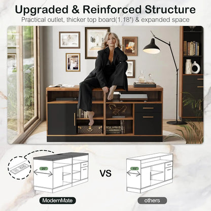 Premium L-Shaped Electric Standing Desk with Integrated Storage & Power Hub