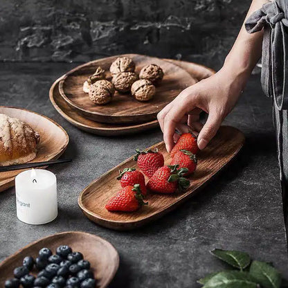 5-Pc Acacia Wood Oval Serving Trays