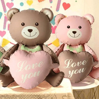 3D Heart Bear Foil Balloon - Party Decor
