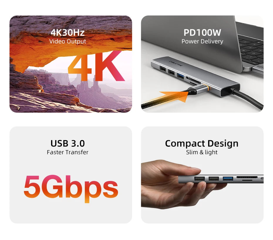 CABLETIME 7-in-1 USB-C Hub