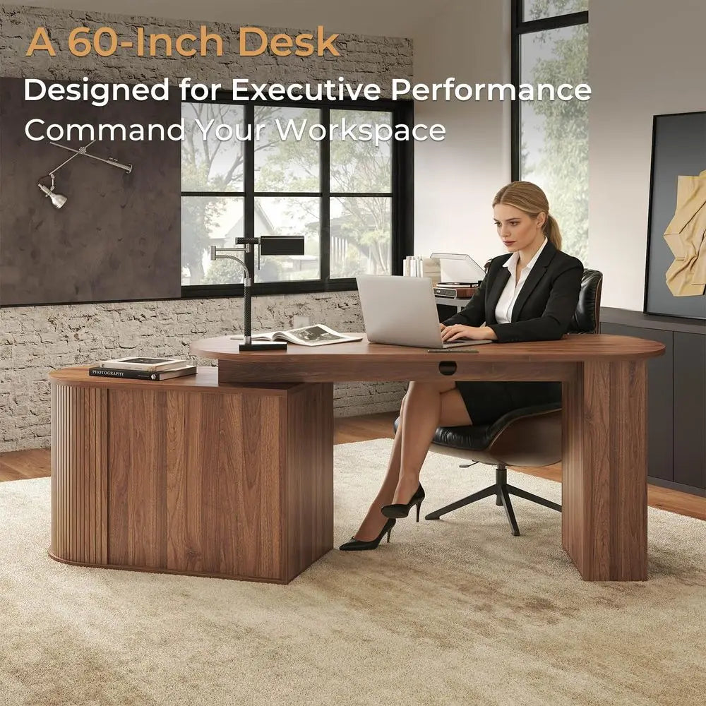 Modern Fluted Executive L-Desk