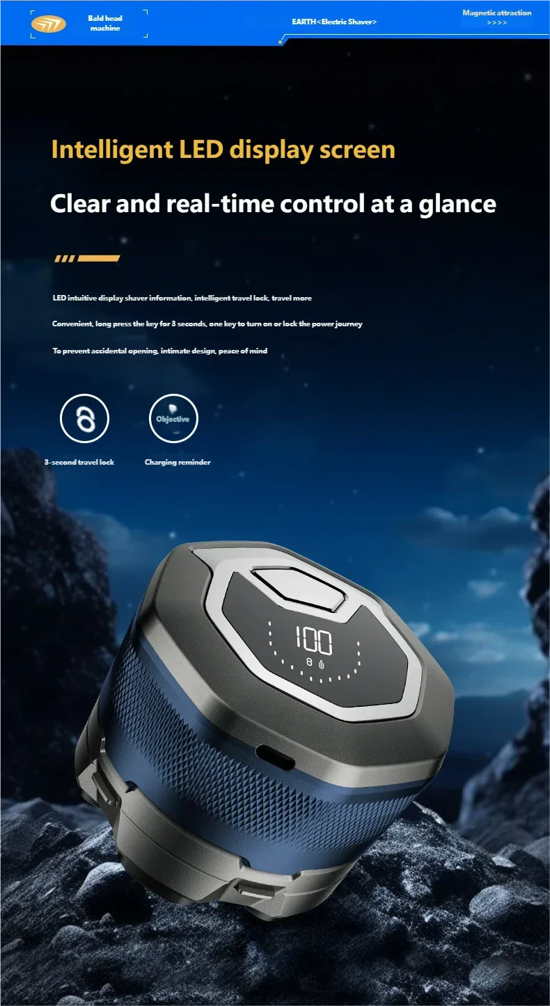 6D Waterproof Head & Face Shaver for Men