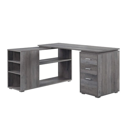 60" Dark Walnut L-Shaped Corner Desk