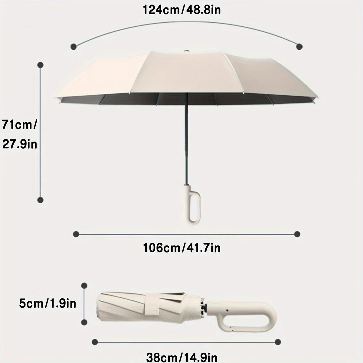 Windproof Folding Umbrella, Large Grip Handle