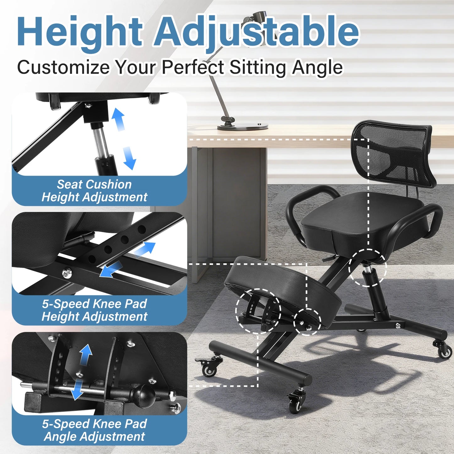 Ergonomic Kneeling Chair with Back Support