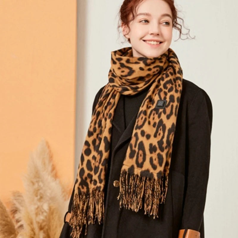 USB Heated Scarf | 3 Heat Gears, Soft Fleece Fringe Neck Warmer