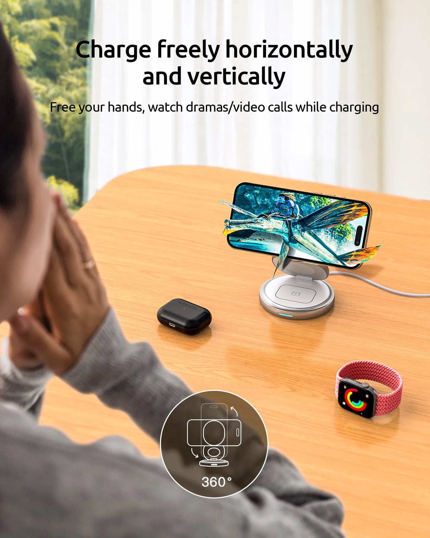 3-in-1 Rotating Magnetic Charger Stand
