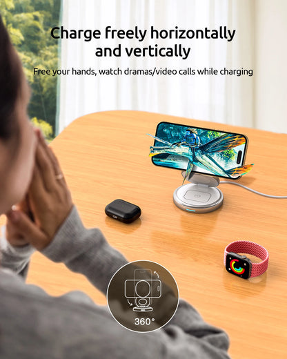 3-in-1 Rotating Magnetic Charger Stand