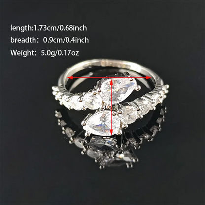 Sparkling CZ Cocktail Ring, Adjustable Fit