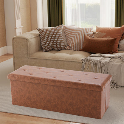 Leather Folding Storage Ottoman