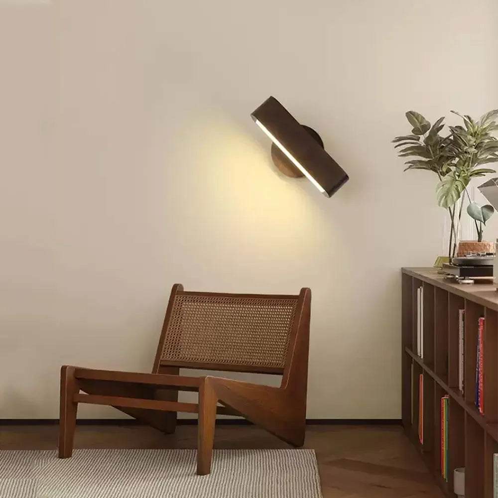 Rotating Japanese Wood Wall Lamp