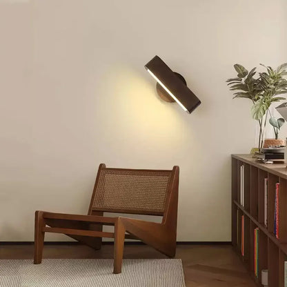 Rotating Japanese Wood Wall Lamp