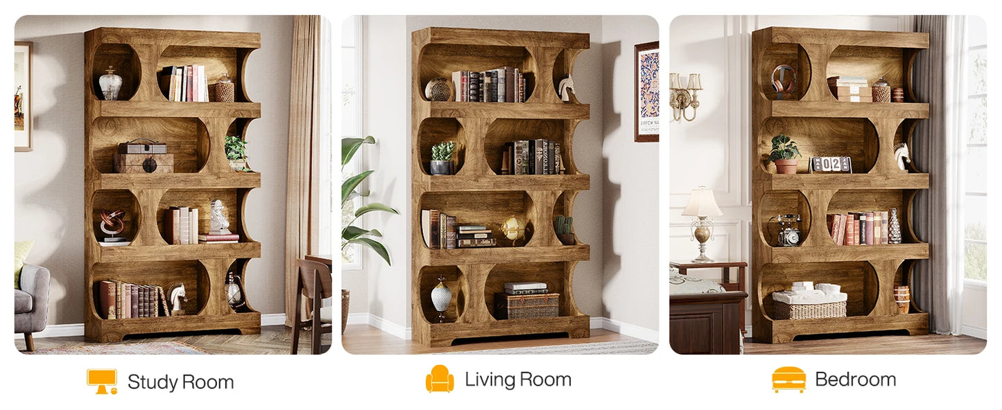 Ravenport 4-Tier Bookcase with Open Display Shelves