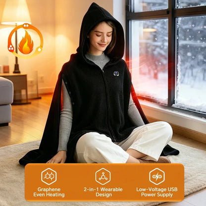 Heated Hooded Shawl Graphene Wrap