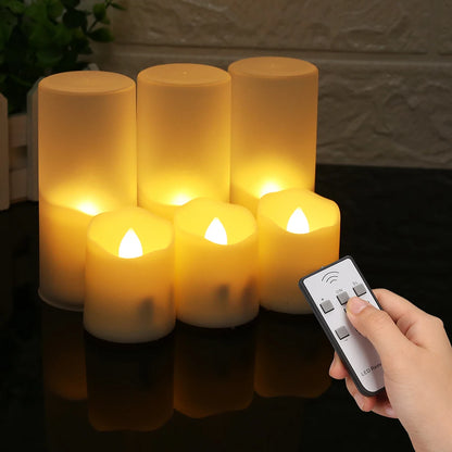 Rechargeable LED Candle Timer Set (6-Pack)