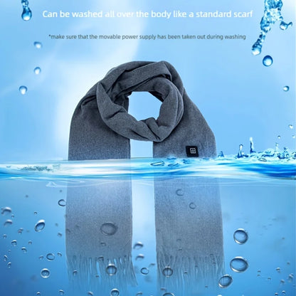 USB Heated Scarf | 3 Heat Gears, Soft Fleece Fringe Neck Warmer