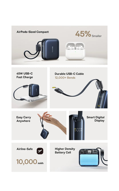 Mini Power Bank with Built-In Cable