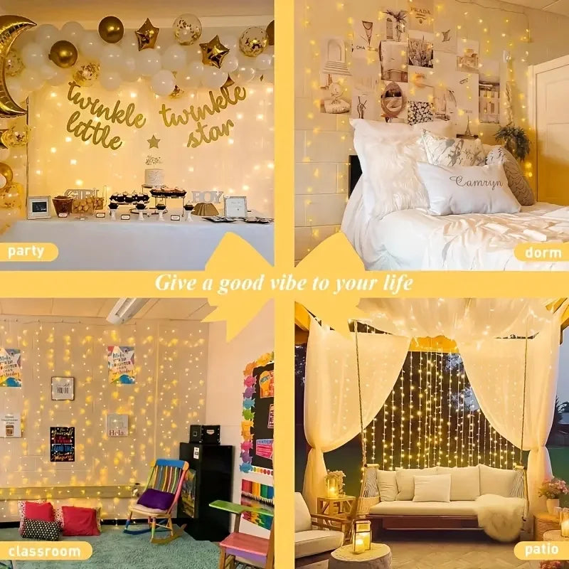 Battery LED Curtain Lights | Warm Fairy Window Garland