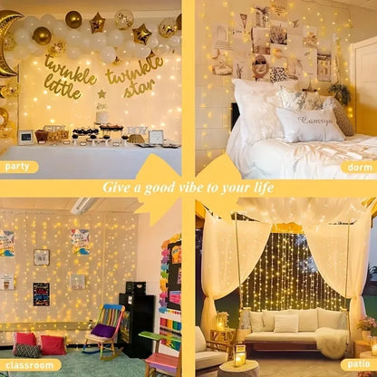 Battery LED Curtain Lights | Warm Fairy Window Garland