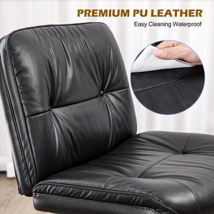Wide Seat Armless PU Leather Office Chair