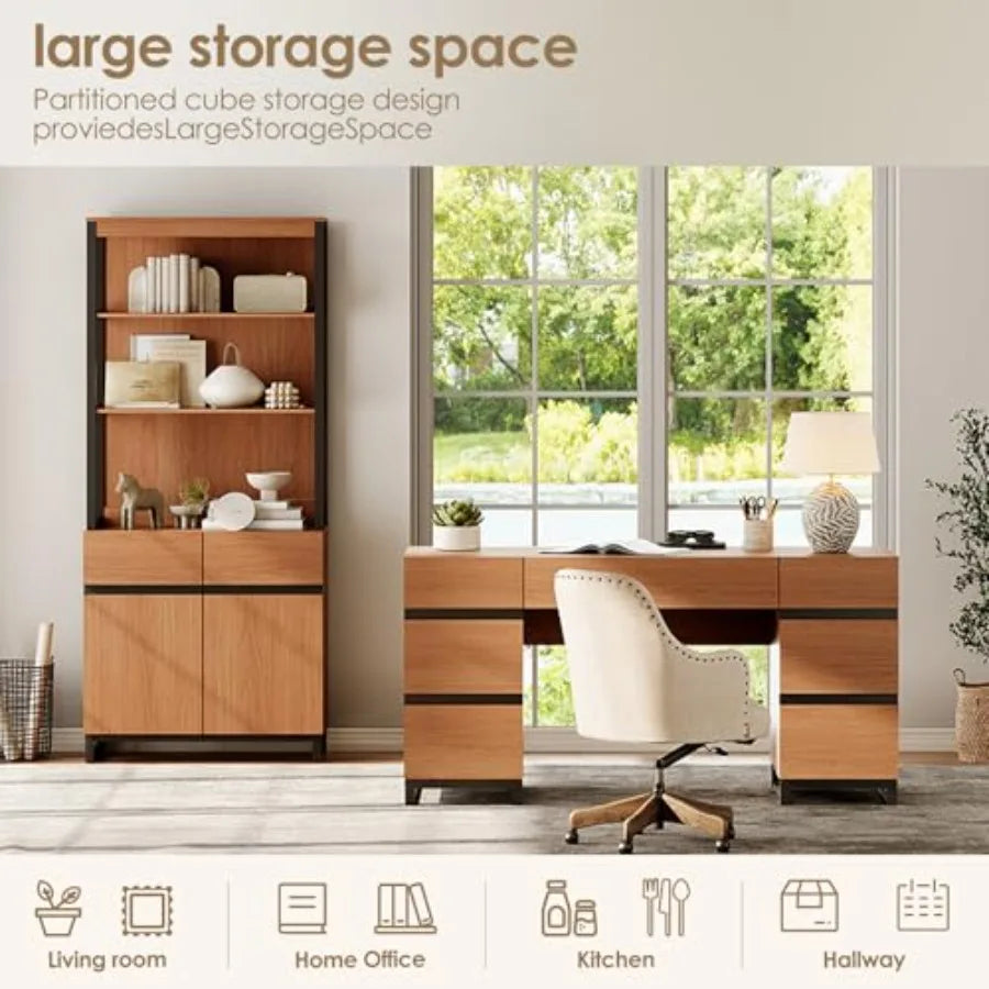 Ravenport Bookcase with Storage Cabinet & Adjustable Shelves