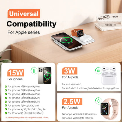 Foldable 3-in-1 Magnetic Charging Dock
