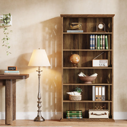 Ashcroft 6-Tier Bookcase with Adjustable Shelves & Storage Cabinet