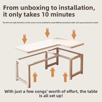 L-Shaped Computer Desk with Storage Shelf
