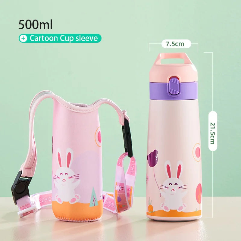 Kids Stainless Steel Straw Thermos with Case
