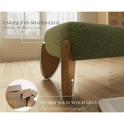 Scalloped-Leg Upholstered Bench