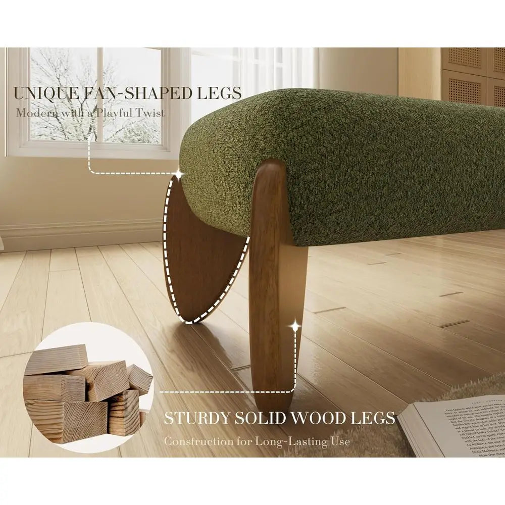 Scalloped-Leg Upholstered Bench