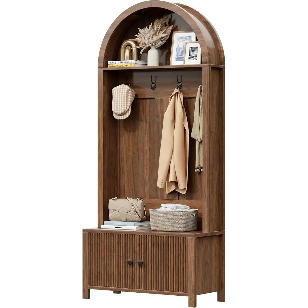 4-in-1 Walnut Hall Tree