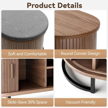Walnut Sliding-Door Shoe Bench