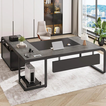 Nova L-Shaped Executive Desk with Storage & Charging Station