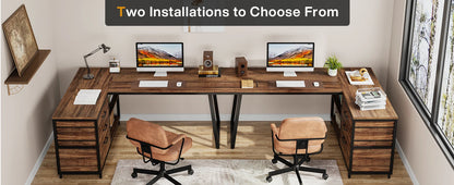 Ironridge L-Shaped Desk with Drawers & Storage Shelves