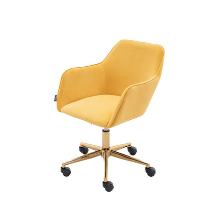 Yellow Velvet Swivel Office Chair