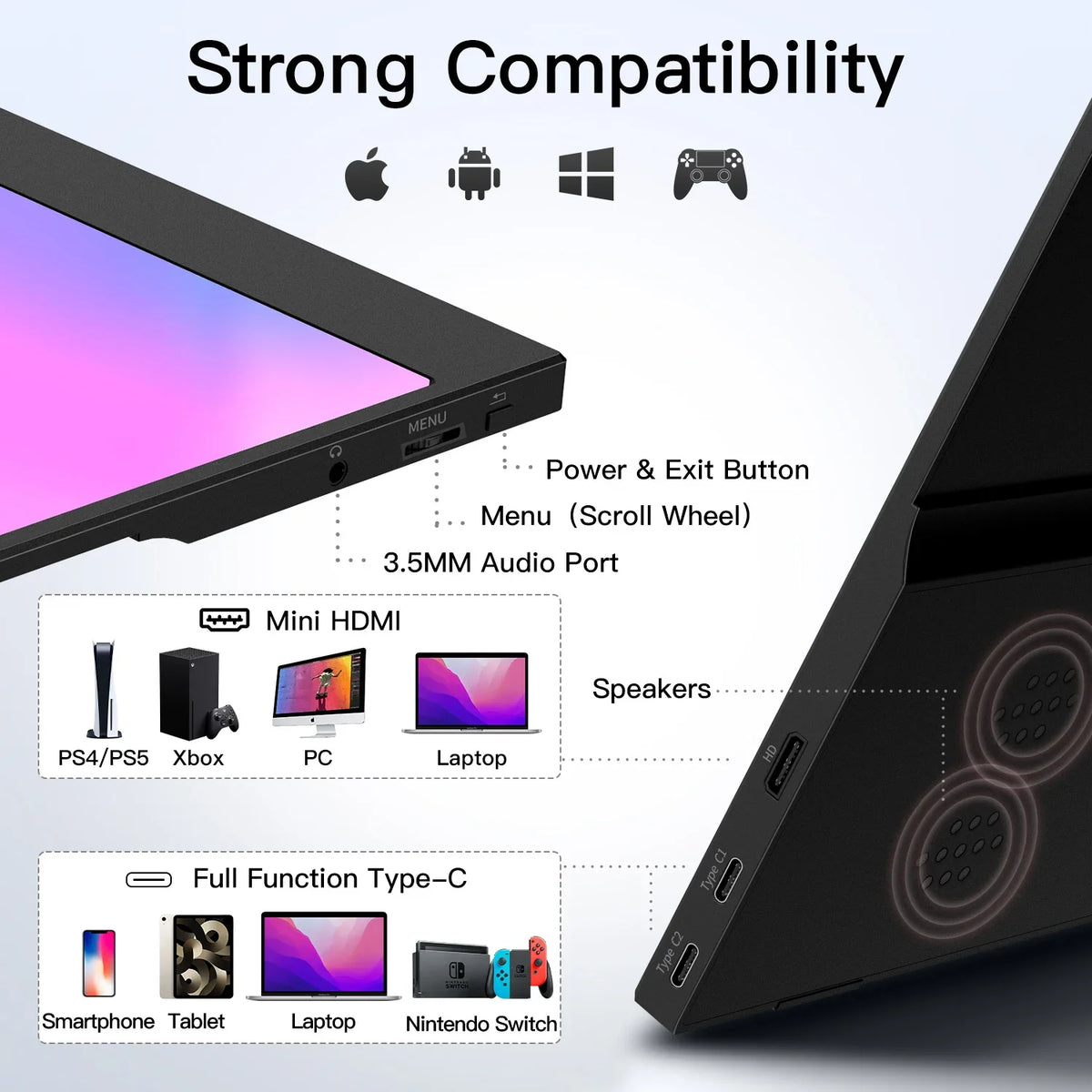 15.6" Portable USB-C Monitor for Travel
