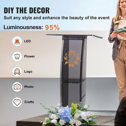 SucceBuy 47in Clear Acrylic Podium