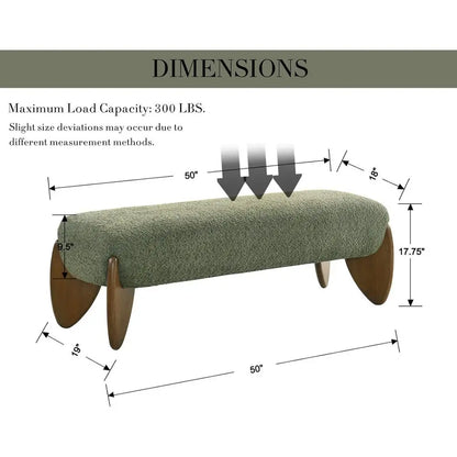 Scalloped-Leg Upholstered Bench