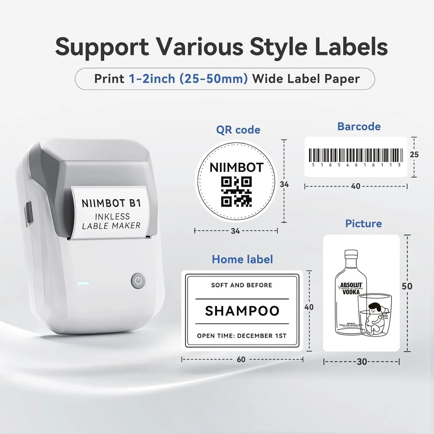 NiiBand B1 Bluetooth Label Printer