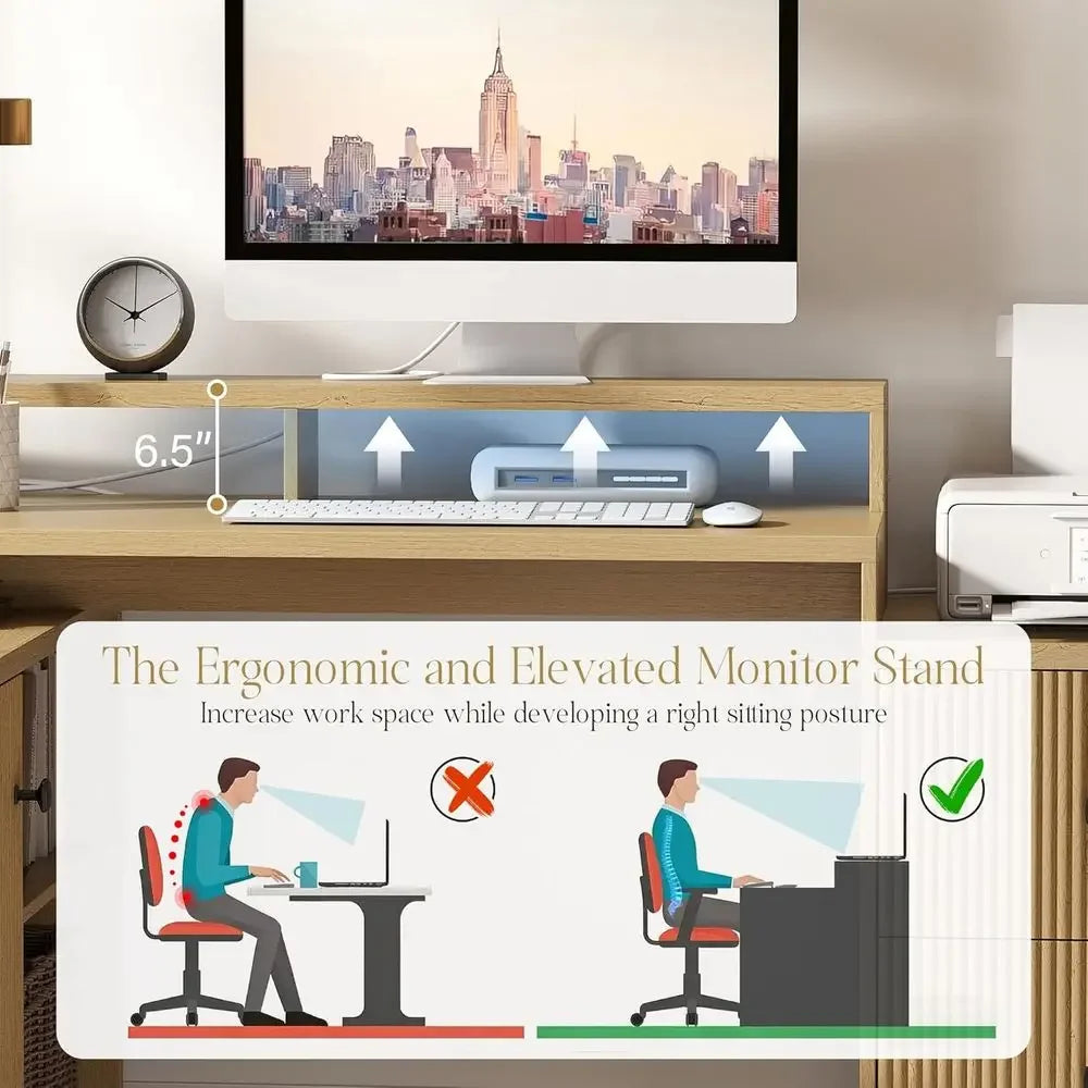 Corner Executive Desk with Monitor Stand