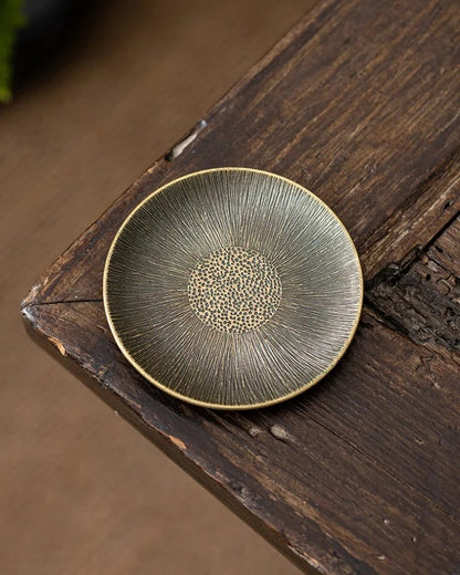 Antique Alloy Teacup Coaster Set