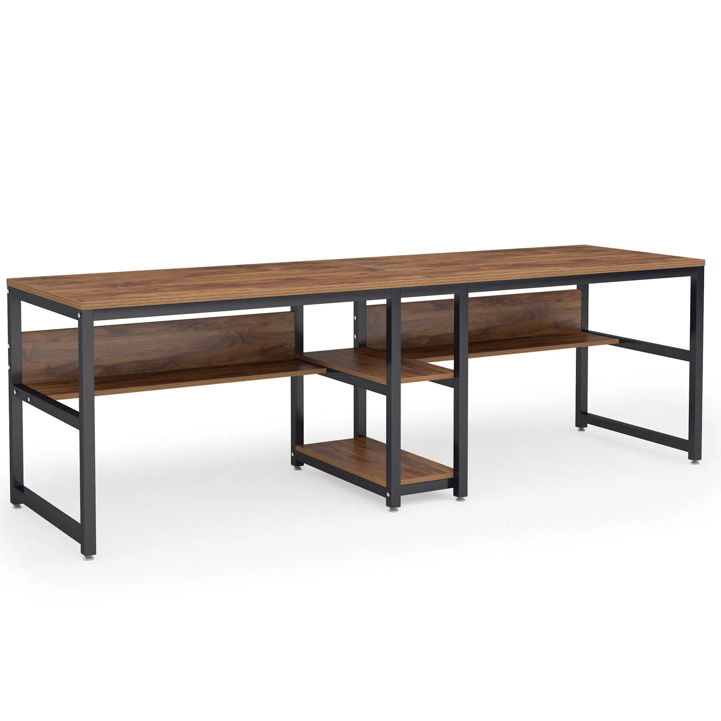 Two-Person Desk with Bookshelf