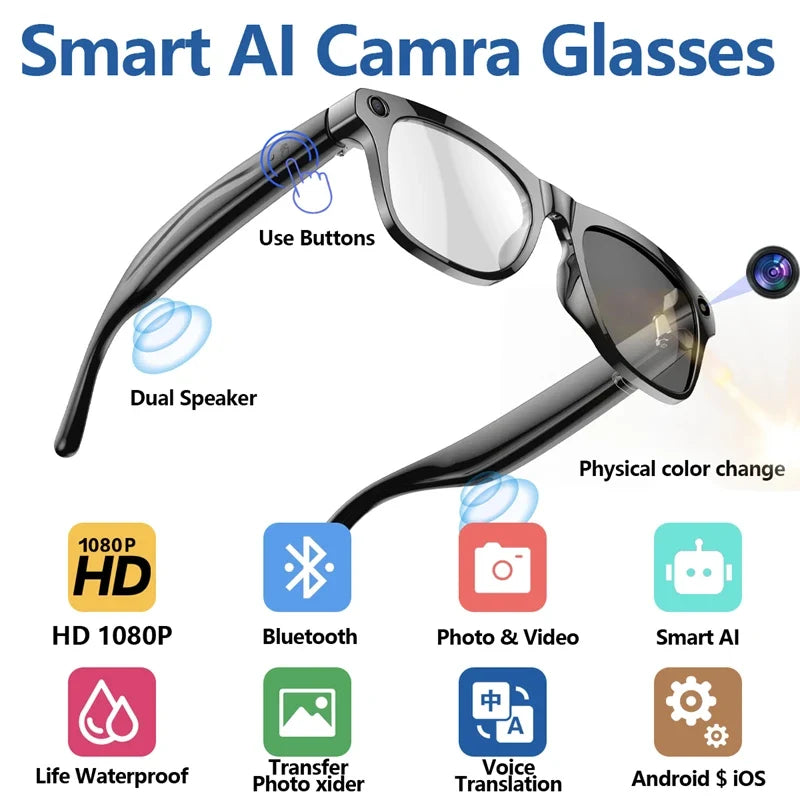 4K AI Smart Glasses with Camera & Translator