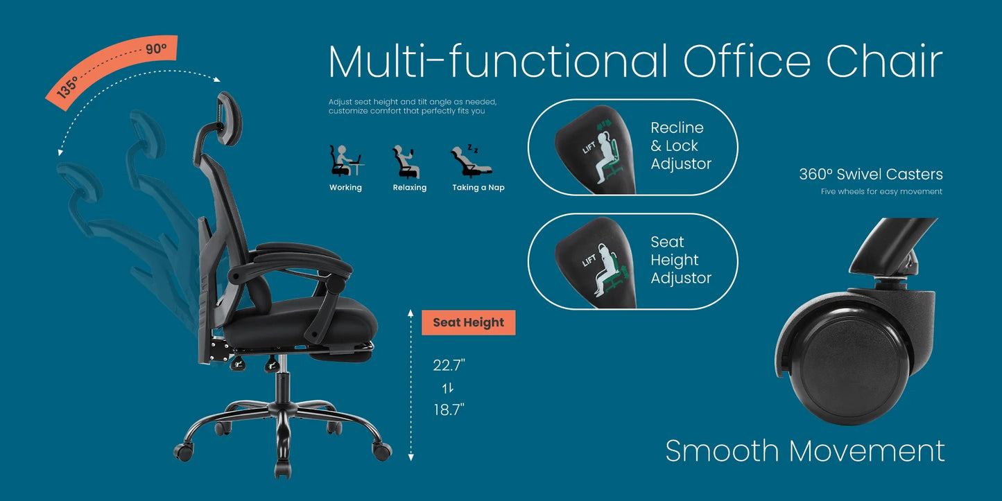 Tall Reclining Ergonomic Office Chair