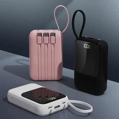 Large Capacity Power Bank with Built-In Cable