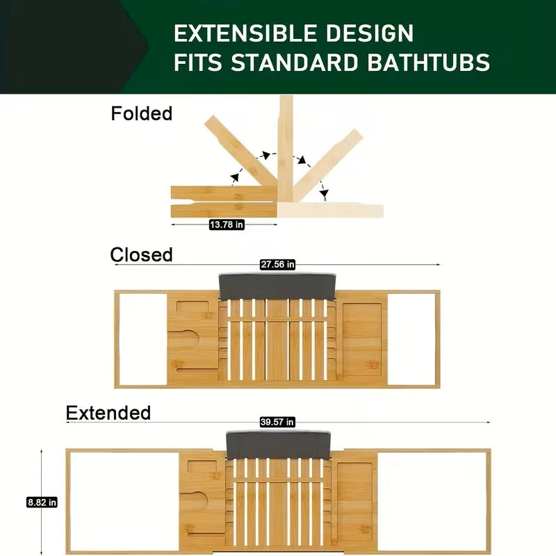 Expandable Bamboo Bathtub Tray